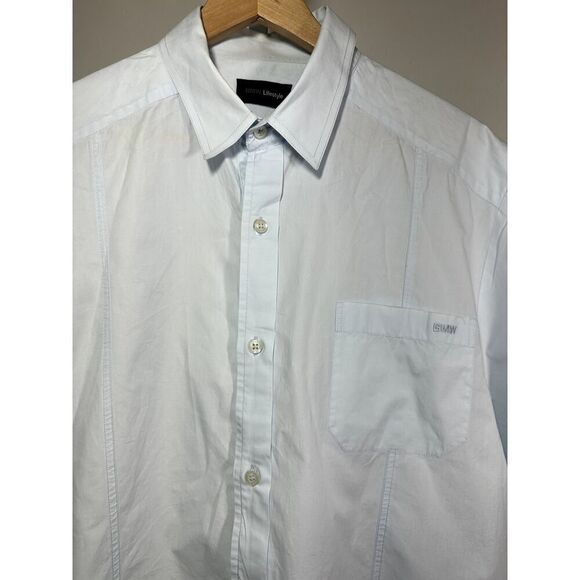 BMW LIFESTYLE Men's Short Sleeve Button Down Cotton Shirt Pale Blue Size 2XL/XXL - Picture 3 of 11